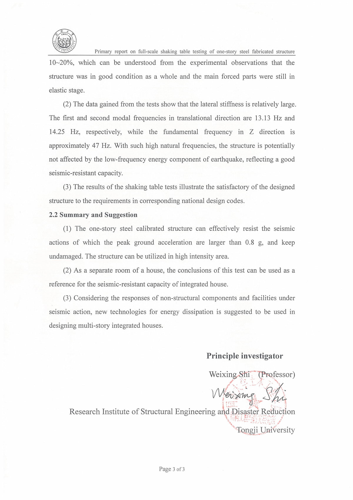 Earthquake Resistance Test Report 2